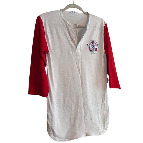 Vintage Little League Ringer Tee Red White Baseball Unisex Medium Champion USA - Picture 3 of 13